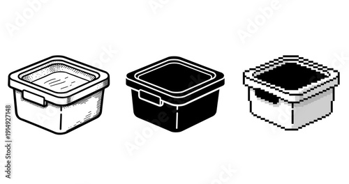 Set of three retro style square containers with lids