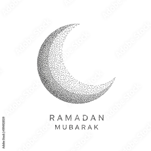 Crescent moon illustration for Ramadan Mubarak celebration, symbolizing spiritual growth and reflection