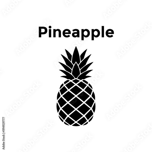 detailed pineapple silhouette with textured fruit skin pattern for tropical summer design.