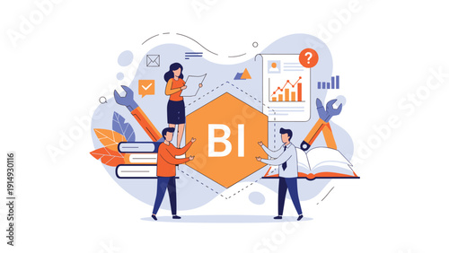 Professional team using business intelligence tools and data analytics to optimize strategy and operational performance.