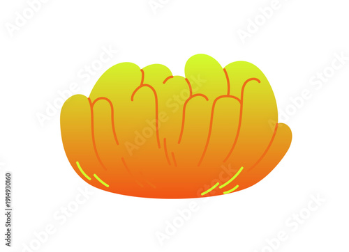 Colourful sea anemone. Exotic plant of ocean bottom with tentacles. Tropical underwater flower. Algae of coral reef. Icon of seaweed. Undersea flora. Flat isolated vector illustration on white