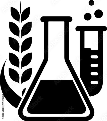 Agricultural laboratory research with wheat and flasks
