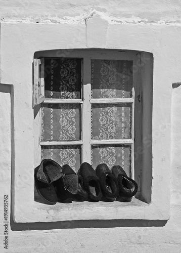 Winter shoes in the sun