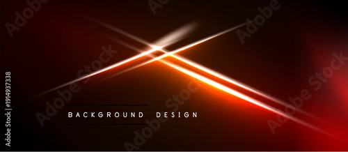 Dark background features vibrant orange lines, creating dynamic light effects. Text reads background design. Minimalist, modern aesthetic.