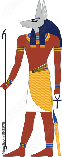 Wepwawet God of War and Funerary Ancient Egyptian Deity Vector Colour Illustration