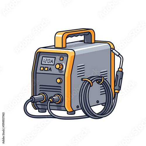 Modern Welder Machine Vector Illustration - Portable Arc Welder