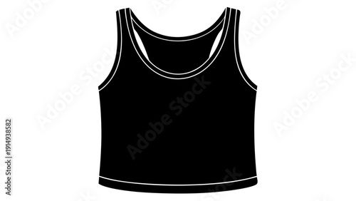 A black tank top with white trim is displayed against a plain background from a front viewpoint