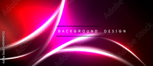 Abstract neon lines over dark background. Vibrant pink, red hues create dynamic visual effect. Modern design element.