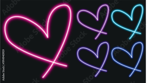 Pink aura heart shapes with soft blur gradient for romantic design and trendy aesthetics. Glowing love symbols with blurry forms on white for Valentine day cards or digital decoration.