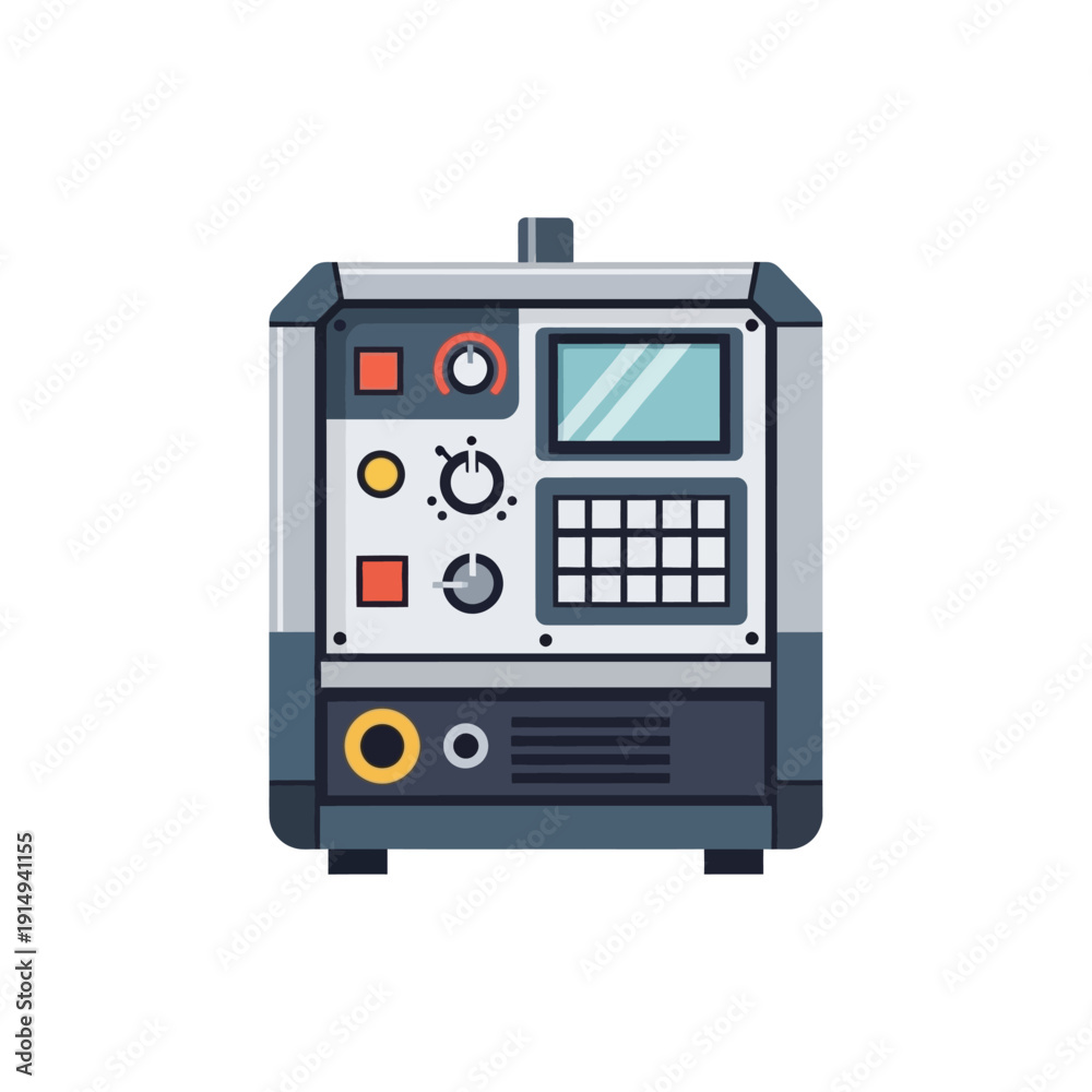 Fototapeta premium Industrial Control Panel Machine with Screen and Buttons - Vector Illustration