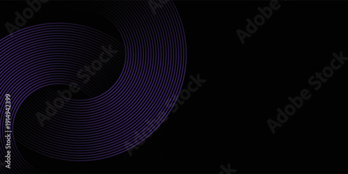 Abstract Bold Dark Violet Curved Lines Intersecting on Black Background, eps10