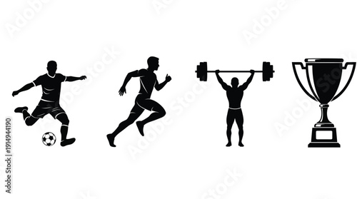 Two soccer players in action with a ball dynamic black silhouette