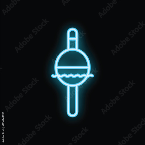 Neon sign depicting a fishing bobber floating on water, perfect for fishing enthusiasts