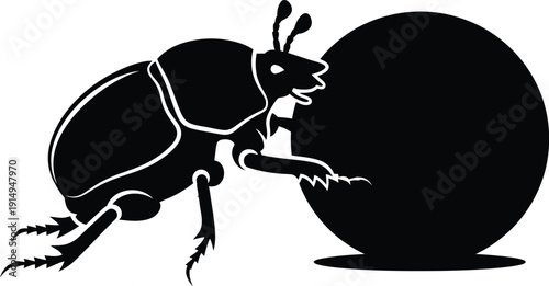 Doodle style beetle silhouette shown from a top-down view clearly defined.