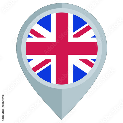 Free Download United Kingdom map pointer icon with national flag location symbol. United Kingdom flag icon in a map pointer pin. UK location marker or travel destination concept.    - GFXLoad
