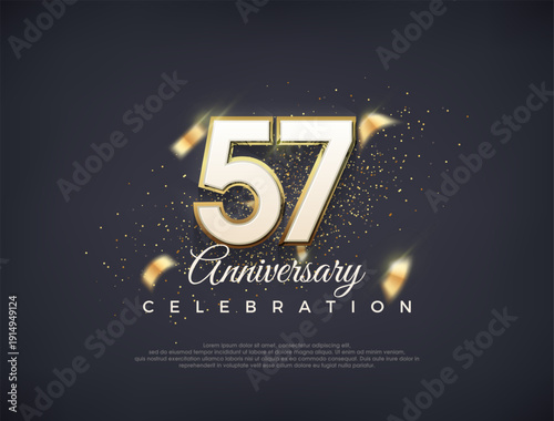 57th anniversary number with fancy numerals. luxury premium vector design. Premium vector for poster, banner, celebration greeting.