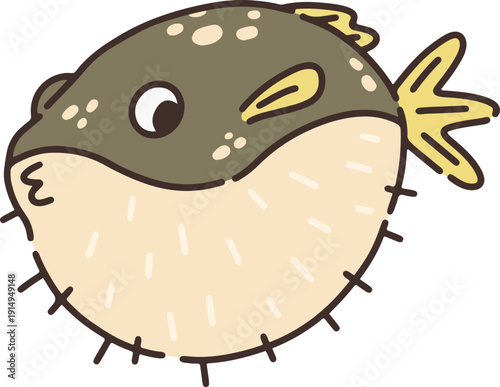 Cute Cartoon Pufferfish Vector Illustration