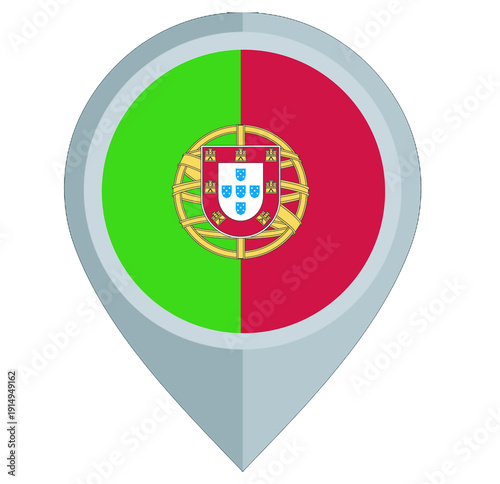 Free Download Map Pin Icon with Flag of Portugal Location Marker. Portugal national flag map pointer location marker symbol for travel, navigation and geography design.  - GFXLoad
