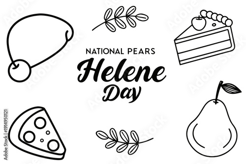 National Pears Helene Day Celebration Vector, Classic Dessert and Culinary Design