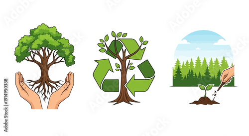 Eco friendly symbols for conservation and sustainability