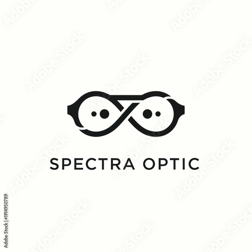 Spectra Optic eyewear logo design with glasses and infinity symbol.