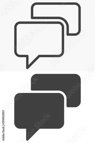 Speech bubbles chat icon set in line outline and solid style. Editable stroke vector icon, dialog sign and symbol. Speech bubbles icon for messaging.