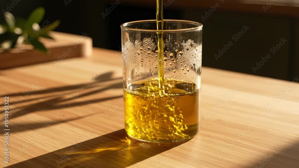 custom made wallpaper toronto digitalOlive Oil Pouring Into a Glass at Kitchen Counter