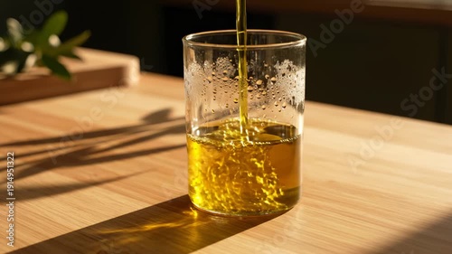 Wallpaper Mural Olive Oil Pouring Into a Glass at Kitchen Counter Torontodigital.ca