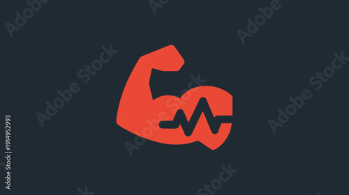 A stylized illustration depicting a flexing arm with a heartbeat symbol