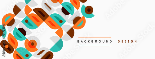 Abstract geometric pattern. Rounded squares, circles create modern visual texture. Soft colors, minimalist style. Background design element.