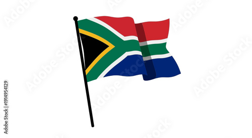 The national flag of south africa waving in the wind on a flagpole.