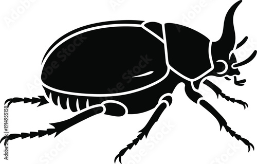 Rhinoceros beetle silhouette graphic design against a stark white.
