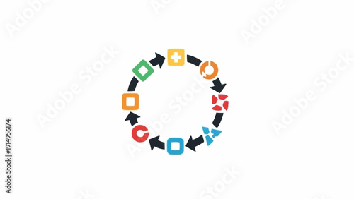 Colorful arrows forming circular motion.
