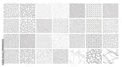 A collection of various black and white pixelated images