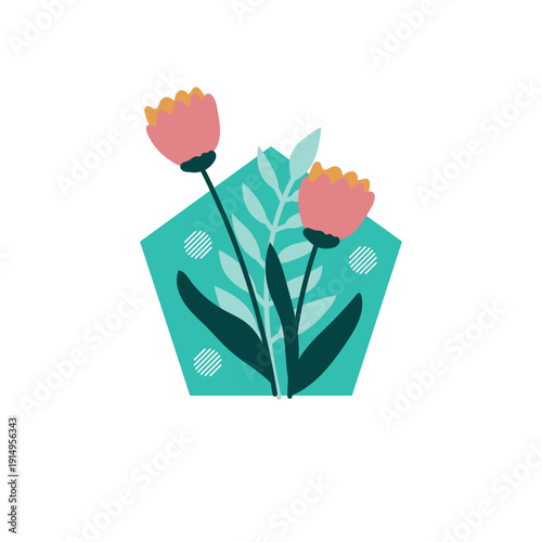 Minimal Floral Shape Botanical Illustration