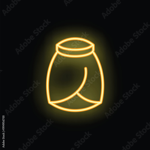 Glowing neon yellow icon of a shirodhara bowl, used in ayurvedic medicine