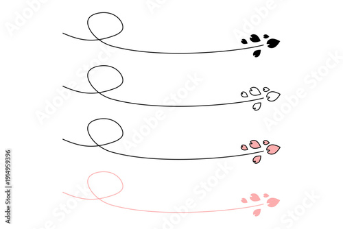 桜の花びらが風で舞い散るイメージ素材