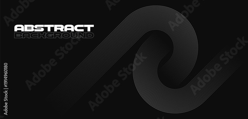 Abstract dark background in minimalist style with dynamic curved and straight blend thin lines. Creative design in monochrome style. Vector illustration 