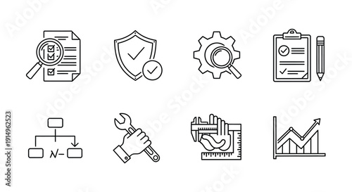 Icons representing various aspects of business and project management