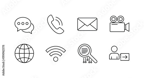 Icons representing various communication and technology tools