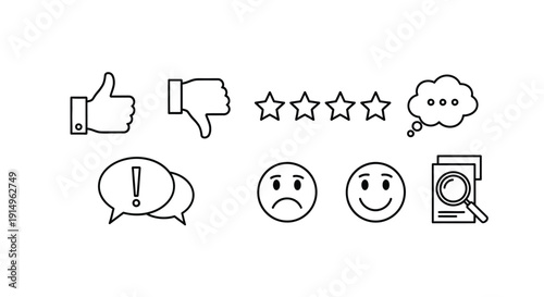 A collection of icons representing various forms of feedback and communication
