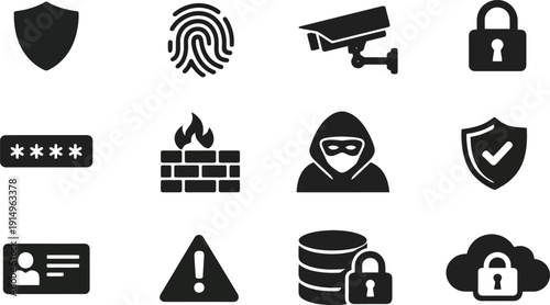 Cyber security related icon set 