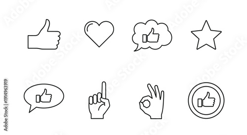 A collection of various like and approval symbols and icons