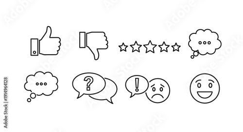 A collection of various symbols and icons representing different emotions and actions