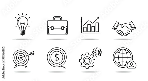 Icons representing various aspects of business and entrepreneurship