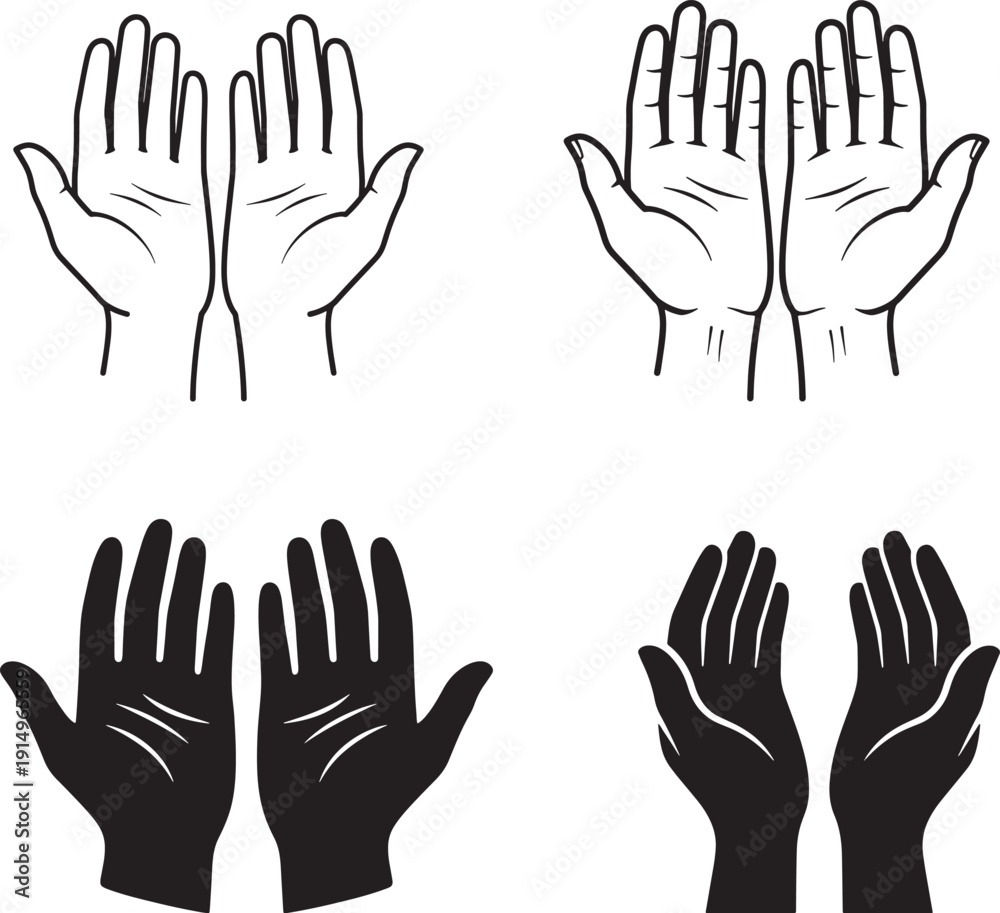 Obraz premium Praying hands icon set