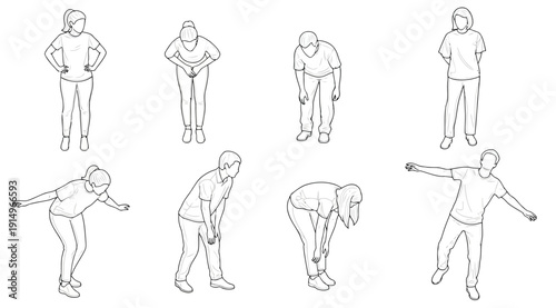 A series of illustrations showing different bowling techniques