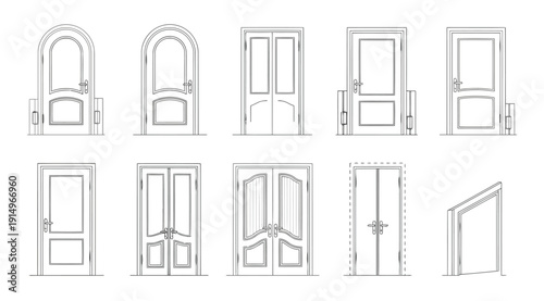 A collection of various door and window designs