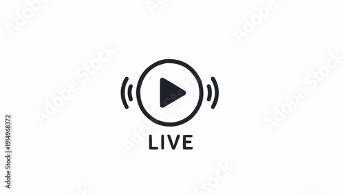 Live Streaming Play Button Icon.