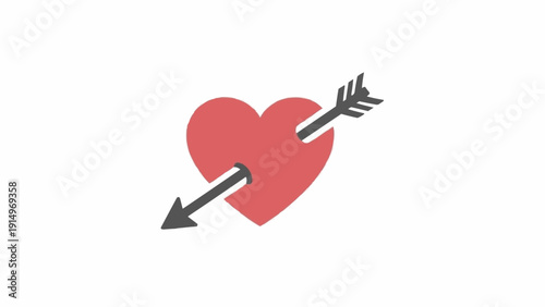 Heart pierced by love arrow symbol.